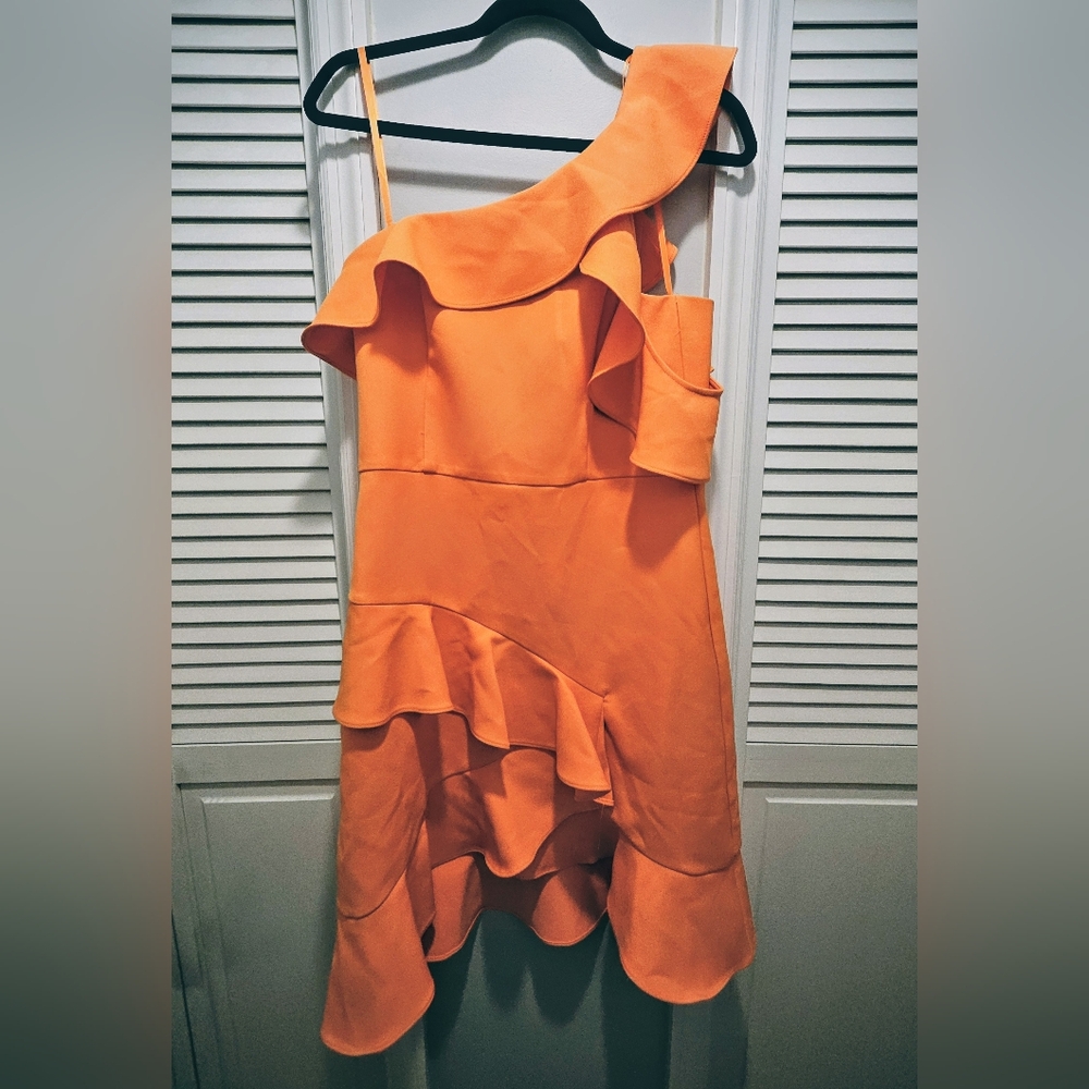 BCBGMaxAzria One Shoulder Ruffle Cocktail Dress - Picture 8 of 12